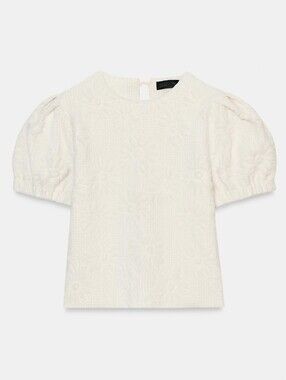 NWOT- Zara Cream Textured Puff-Sleeve Top